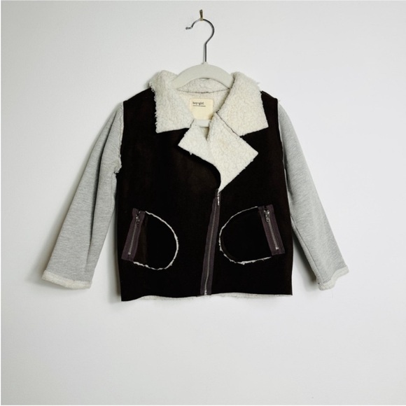 Boy + Girl faux shearling brown cream Jacket UNISEX - Picture 2 of 7